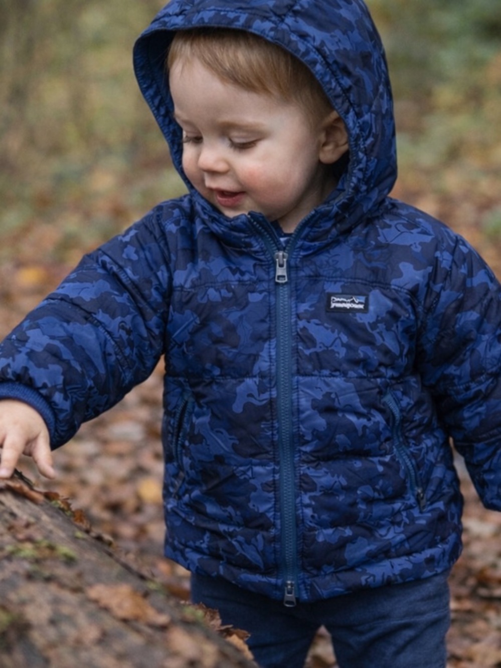 PATAGONIA Baby Reversible Down Wear Hooded Full Zip Hi Lo Puffer Camo Jacket